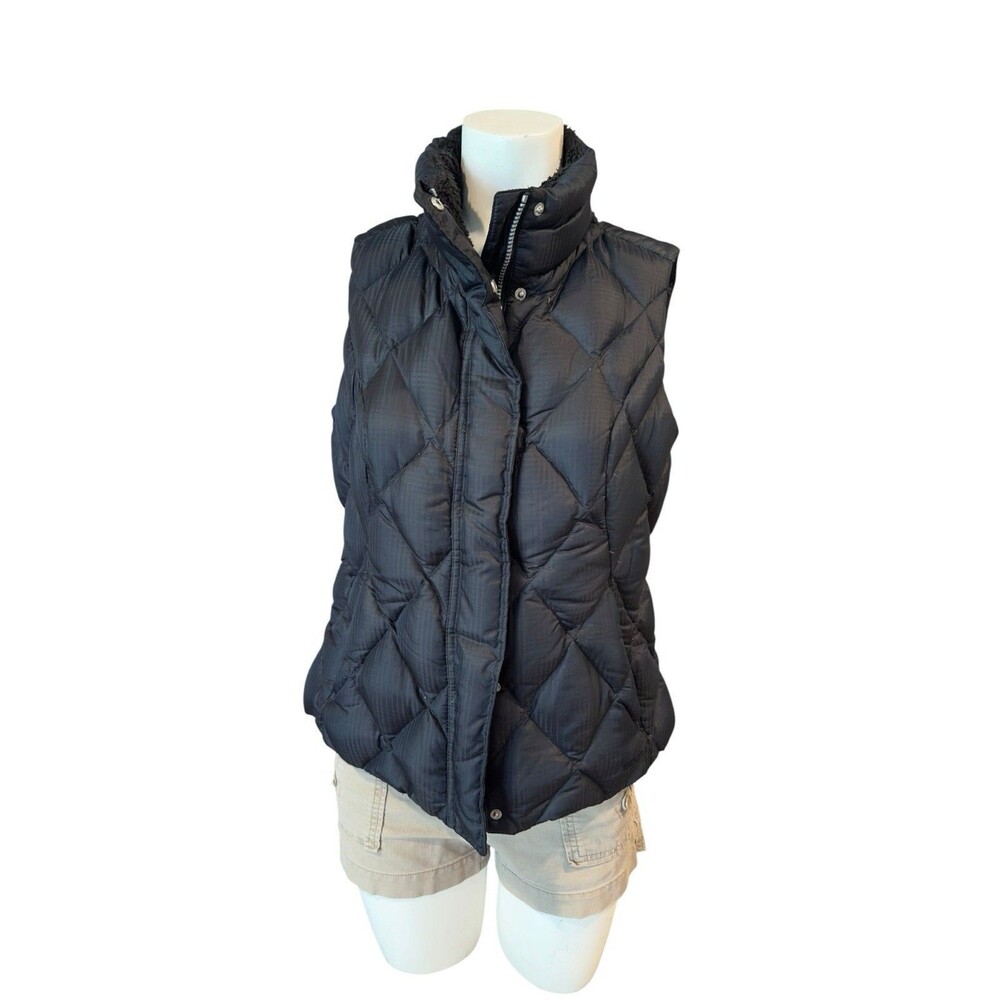 Eddie Bauer Womens Puffer Vest 650 Fill Power Goose Down‎ Hooded Size S Puffy